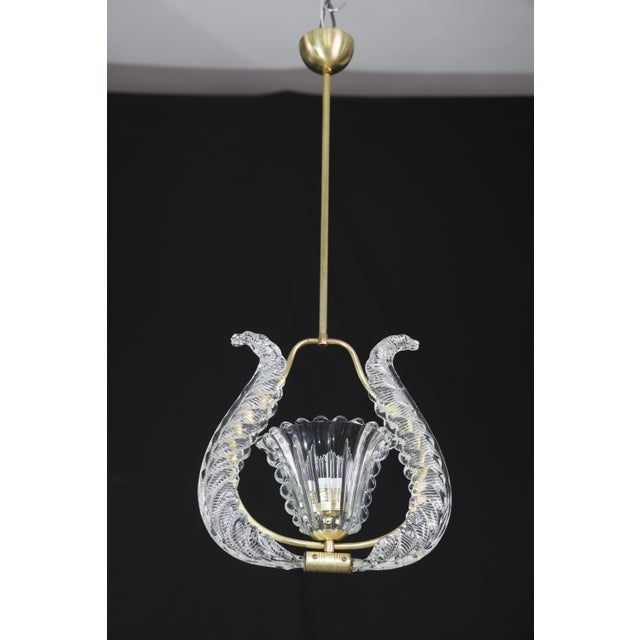 Charming Murano Glass Art Deco Pendant Chandelier by Ercole Barovier, 1940s For Sale - Image 12 of 13