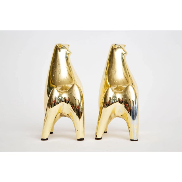 Metal Vintage Norman Bleckner Stickered Brass Bull Bookends Pair Of, 1970's For Sale - Image 7 of 12
