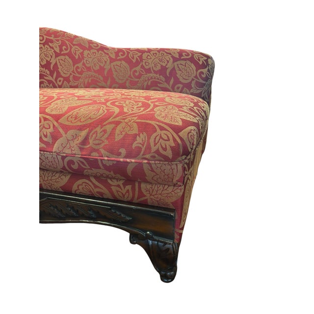 Raspberry Red Late 20th Century Traditional Chaise Lounge Sofa For Sale - Image 8 of 12