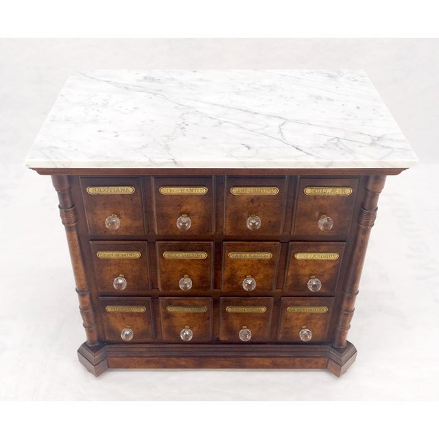 Marble Top 3 Drawers Compact Decorative Cristal Balls Pulls Bachelor Chest MINT