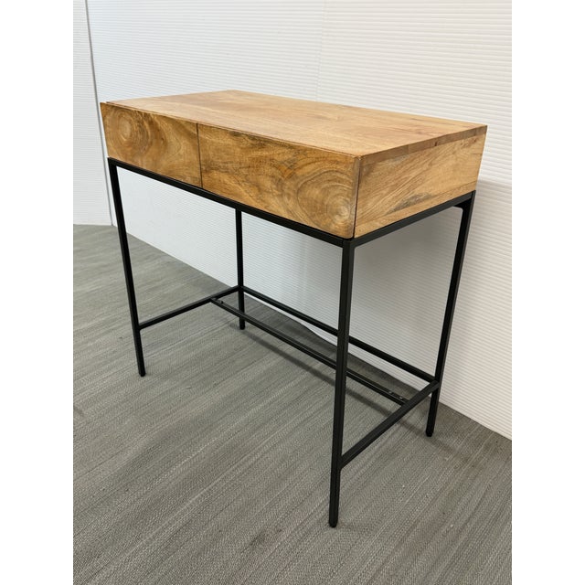 West Elm Industrial Mango Wood Mini Desk For Sale - Image 10 of 12