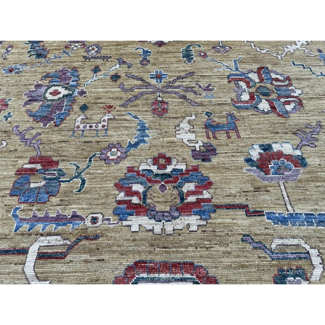 Textile 8.2x9.10 Sultanabad Persian Carpet With Animals, Camel For Sale - Image 7 of 11