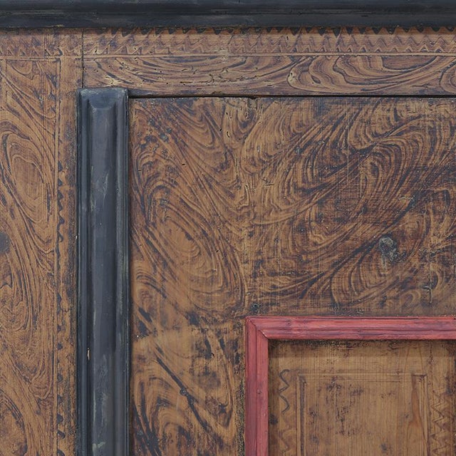 Antique Rustic Farmhouse Primitive Folk Art Painted Cabinet For Sale - Image 13 of 14