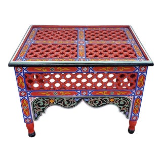 Moroccan Rectangular Wooden Side Table, 13lm24 For Sale