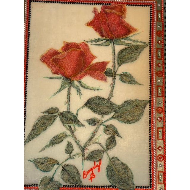 American 1970s Unique American Artwork by Beverly Robert’s Red Rose Collage For Sale - Image 3 of 7