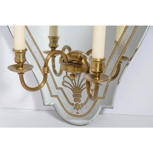 Pair French Eglomise Mirrored Wall Sconces,1950 France. For Sale - Image 10 of 10