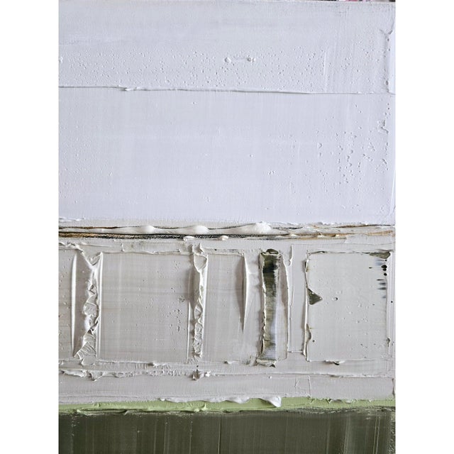 Tan The Seine River (Paris) — Abstract Minimalist Landscape Oil Painting For Sale - Image 8 of 10