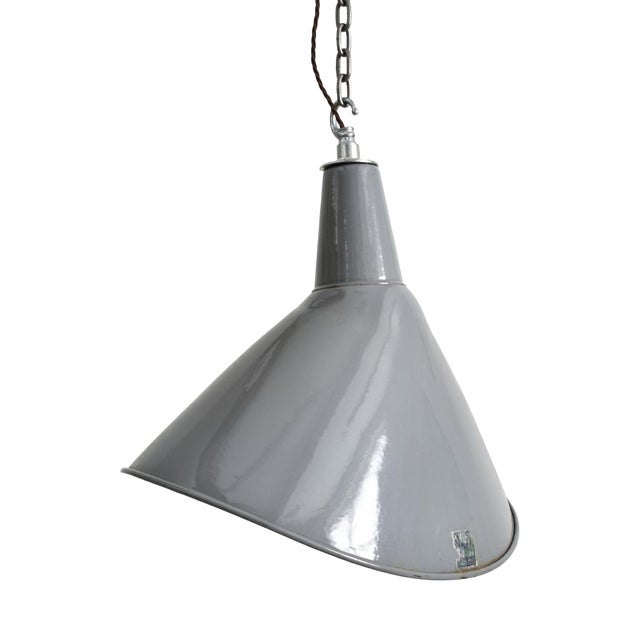 Industrial Grey Elliptical Benjamin Pendant Light, 1950s For Sale
