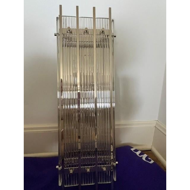 Large R Hardware 26”h x 9” w x 4” d San Marco Grand clear glass rectangular sconce A refined study in modern elegance,...