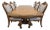 1990s Grand Traditional Italian Carved Pedestal Dining Table & 8 Damask Chairs - 9 Piece Set For Sale