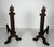 Mid-Century Modern Pair of cast iron and wrought iron firedogs, flame-gilded, in the style of Gilbert Poillerat For Sale - Image 3 of 12