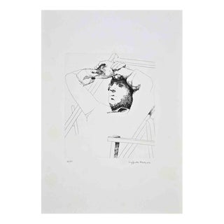 Sigfrido Oliva, Portrait on the Beach, 1982, Etching For Sale