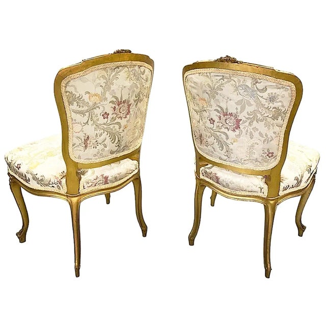 19th Century French Louis XV Style Gilt Salon Side Chairs, a Pair ...