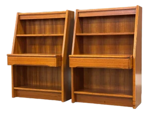 1970s Danish Modern Tall Teak Nightstands - A Pair