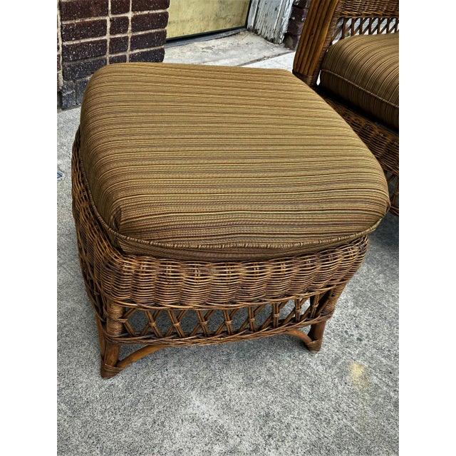 Henry Link Henry Link Natural Rattan/Wicker/Bamboo Armchair & Ottoman For Sale - Image 4 of 13