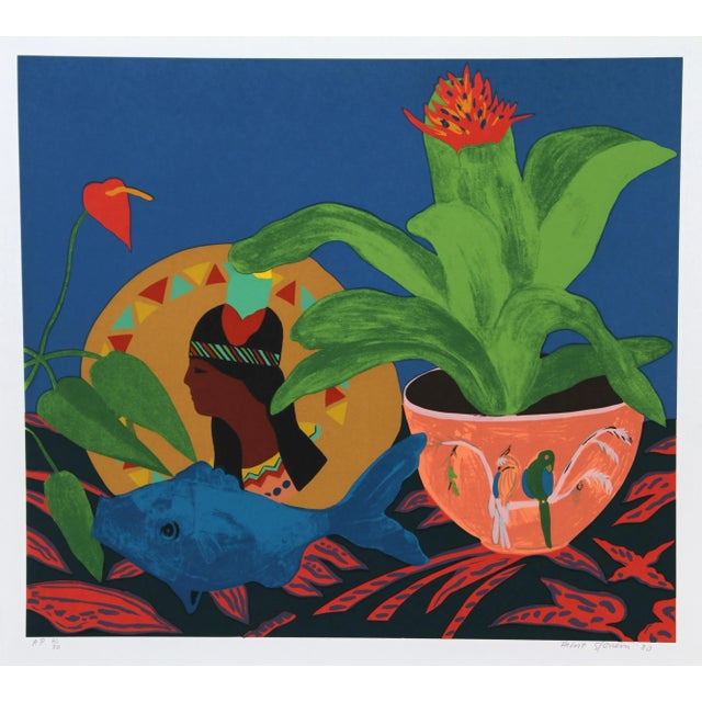 Contemporary Pocahontas Pillow, Hunt Slonem Screen Print For Sale - Image 3 of 3