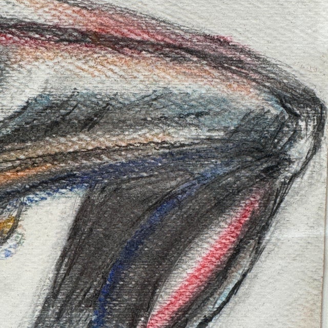 2000 - 2009 Signed Seated Nude Figure Drawing Charcoal Colored Pencil Gilt Frame For Sale - Image 5 of 12