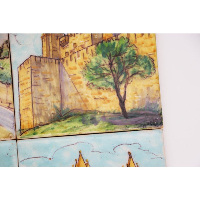 19th Century 19th Century Set of Four Tiles Depicting Castles, Portuguese For Sale - Image 5 of 11