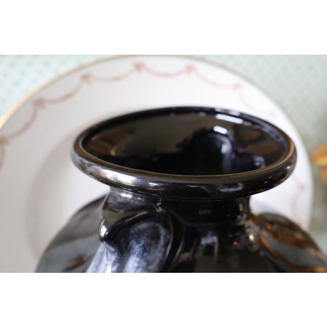 Vintage Harris Potteries Chicago Black & Pewter Art Deco Revival Vase For Sale - Image 10 of 18