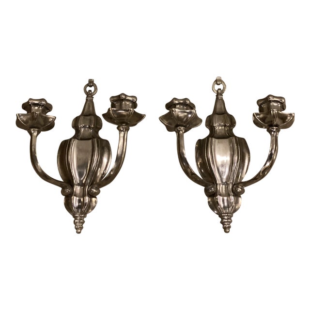 1920's Caldwell Silver Plated Sconces - Pair For Sale