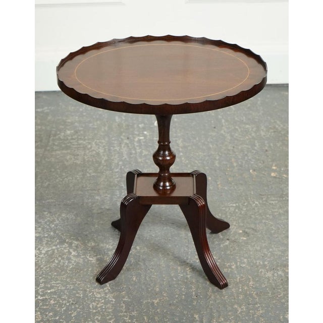 Flamed Hardwood Oval Pie Crust Side End Lamp Table For Sale - Image 4 of 11