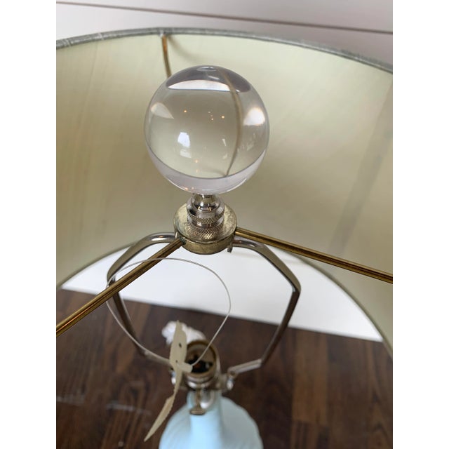 Mid Century Lamp With Painted Finish and Silver Leaf Base For Sale - Image 4 of 5