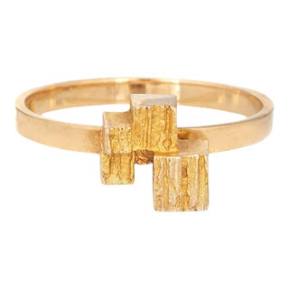 Lapponia Cube Ring Vintage 18k Yellow Gold Björn Weckström Finland Jewellery 6.25 size 6.25 For Sale