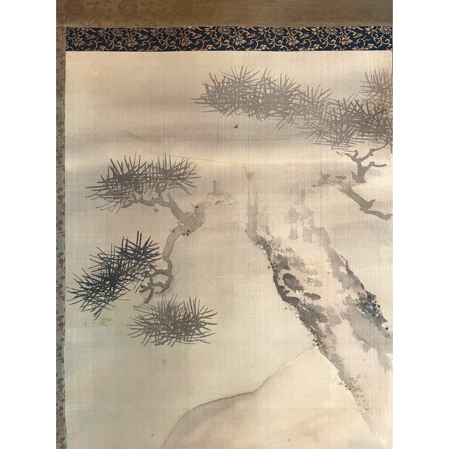 Beige Japanese Silk Scroll by Haruki Nanmei Edo Period For Sale - Image 8 of 12