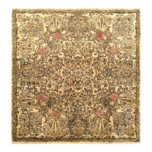 Antique Persian Kerman Oriental Rug, Small Size, with Floral Elements