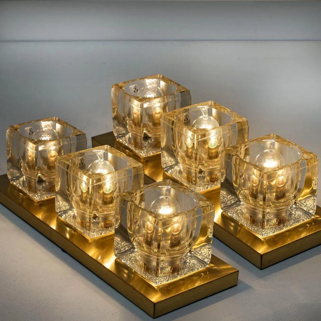 Wall Lights in Brass and Glass from Peill & Putzler, 1970s, Set of 5 For Sale - Image 3 of 16