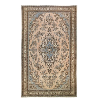 Vintage Malayer Handmade Medallion Floral Peach Wool Oversize Rug For Sale