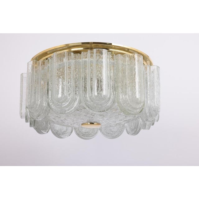 Large Brass Flushmount with Murano Glass Tubes attributed to Doria, Germany, 1960s For Sale - Image 3 of 14