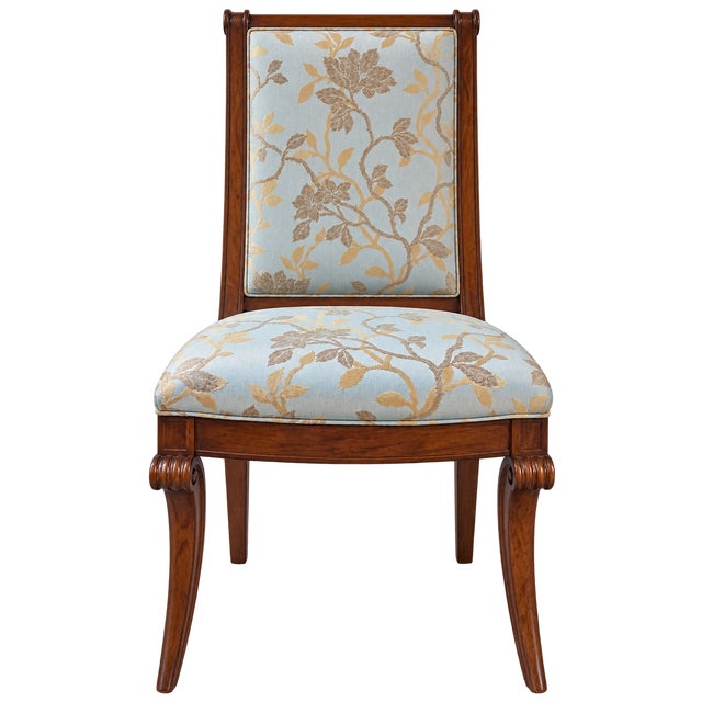 Circa 2010 French Regency Style Mahogany-Finish Upholstered Dining Chairs – Set of 4 For Sale - Image 4 of 5