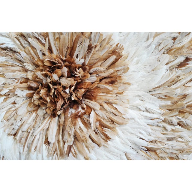 African Vintage Juju Feather Hat Beige & White Wall Decor For Sale - Image 3 of 3
