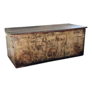 19th Century Antique Hand-painted Wood Trunk/chest