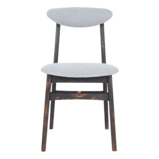 1970s Polish Wood Black Patinated Chair with Upholstered Seat and Back For Sale