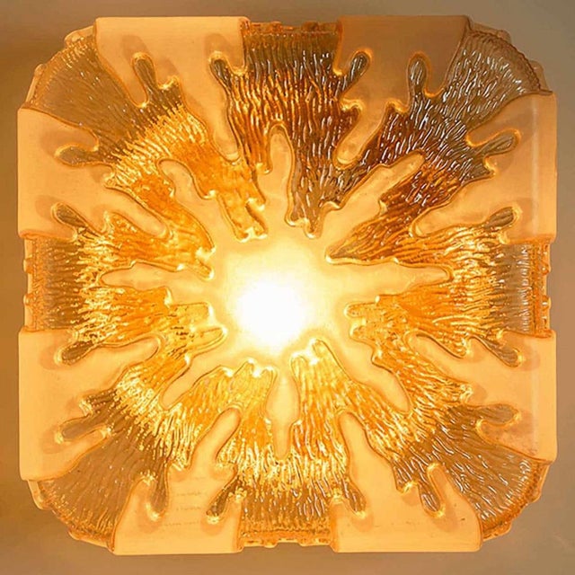 Textured Clear Glass and Pâte De Verre Flush Mount, Germany, 1960s For Sale - Image 13 of 14