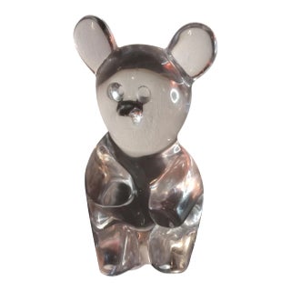 1970s Daum France Signed Art Glass Bear Figurine For Sale