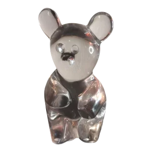 1970s Daum France Signed Art Glass Bear Figurine