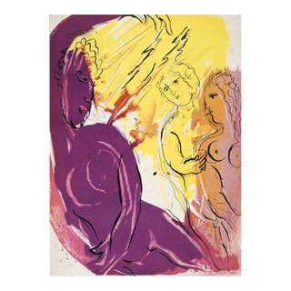 1956 Verve Bible Chagall Original Lithograph Angel of Paradise For Sale