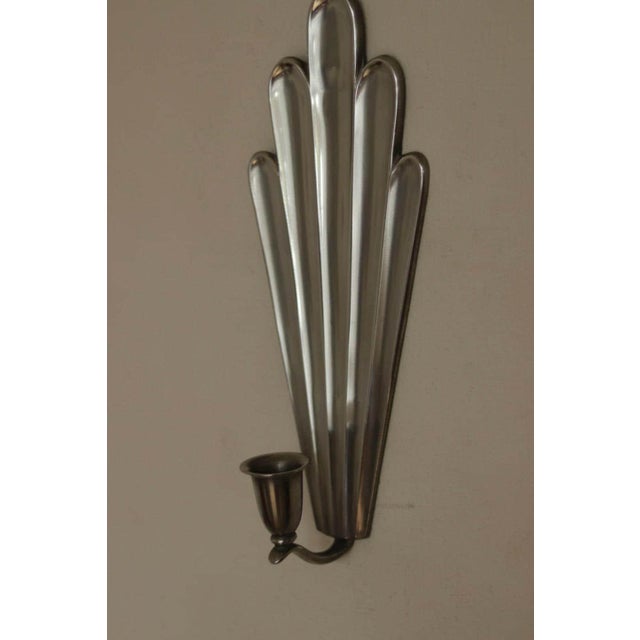 Mid-Century Modern Swedish Grace Style Pewter Sconces by C.G. Hallberg, 1930s, Set of 2 For Sale - Image 4 of 18