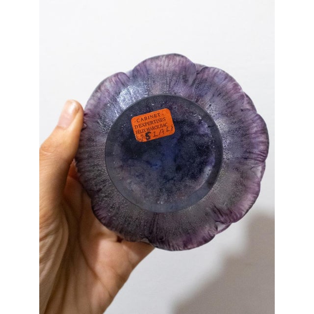 Purple Purple Glass Open Flower Bowl by Gabriel Argy Rousseau, 1924 For Sale - Image 8 of 10