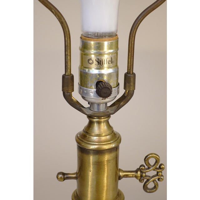 1960s Stiffel Hollywood Regency Blown Oplaescent Glass Brass Table Lamp Murano For Sale - Image 11 of 11