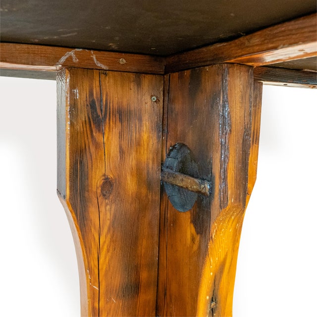 Vintage Knotty Pine Pedestal Table With Rope Edge Detail For Sale - Image 12 of 16