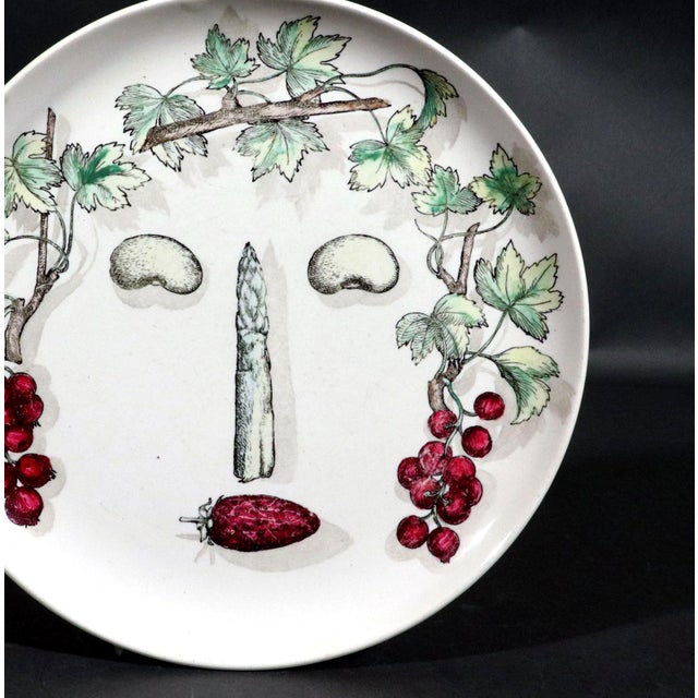 Ceramic Piero Fornasetti Arcimboldesca Vegetable Face Pottery Plate, No. 12, After Giuseppe Arcimboldo For Sale - Image 7 of 9