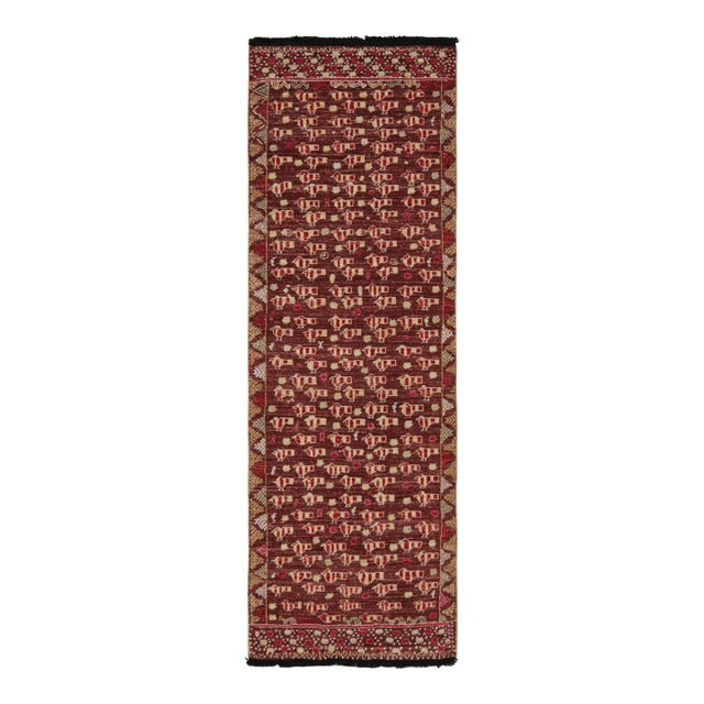Rug & Kilim’s Tribal Style Runner Rug in Red With Geometric Bird Pictorials For Sale