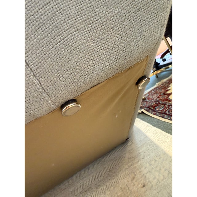 Contemporary Light Blue Linen Sofa For Sale - Image 10 of 12