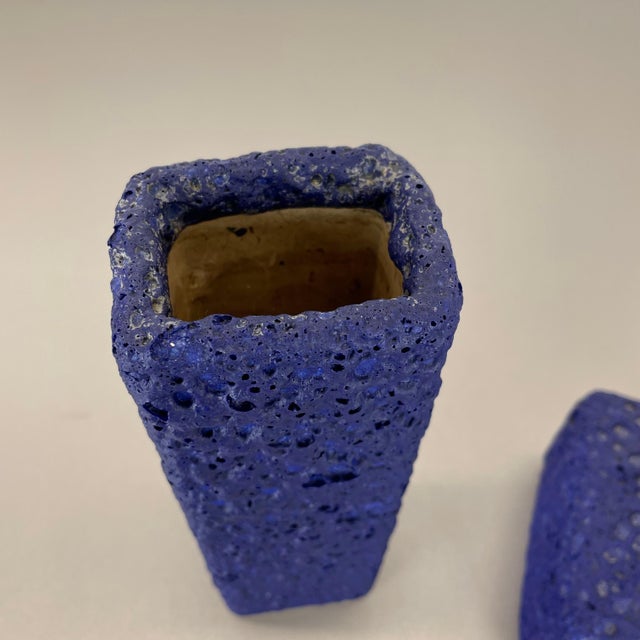 1970s Abstract Colorful Pottery Blue Vase attributed to Silberdistel, W. Germany, 1970s For Sale - Image 5 of 18