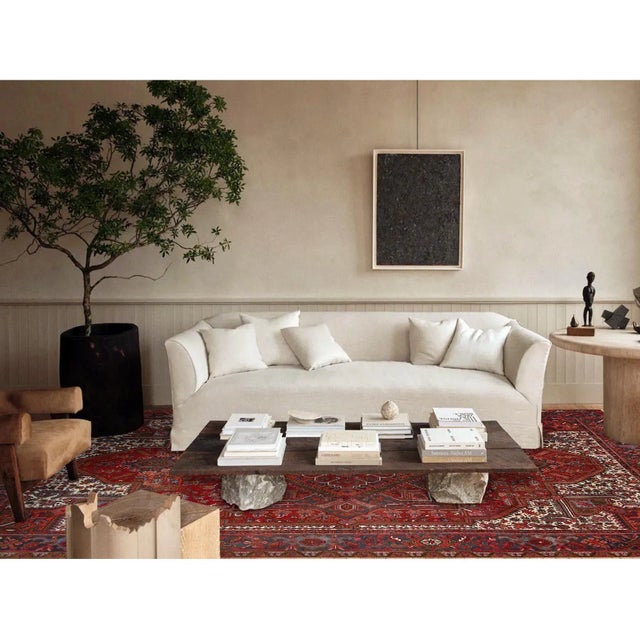 1960s 1960 10'x12'5" Red Pure Wool Hand Knotted Semi Antique Persian Heriz Oriental Rug For Sale - Image 5 of 12