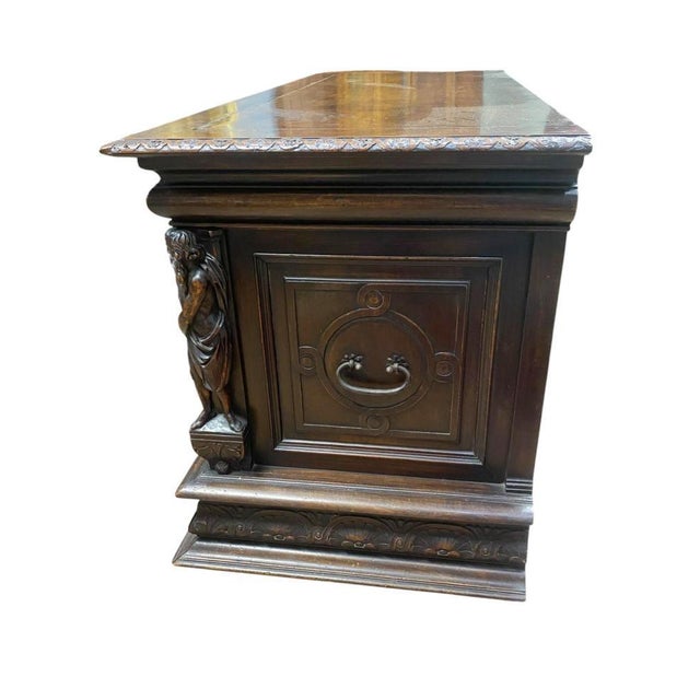 Italian Renaissance Carved Walnut Buffet Trunk, 1830s For Sale - Image 15 of 17